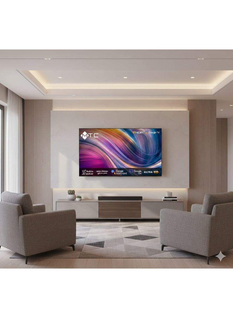 إم تي سي تلفزيون MTC فائق الوضوح 75 بوصة بتقنية LED، نظام التشغيل: Google TV (أندرويد 9.0)، أسود | MT75UH450GO - Image 3